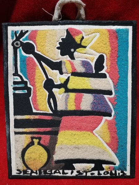 Picturi Senegaleze pe nisip de plaja oceanic si lemn